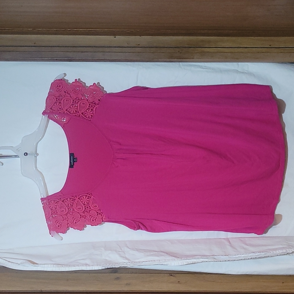 Ambiance Women's tank top with lace straps, pink, 1x